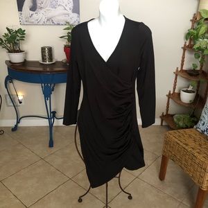 NWOT Black Ruched Long Sleeve Dress M